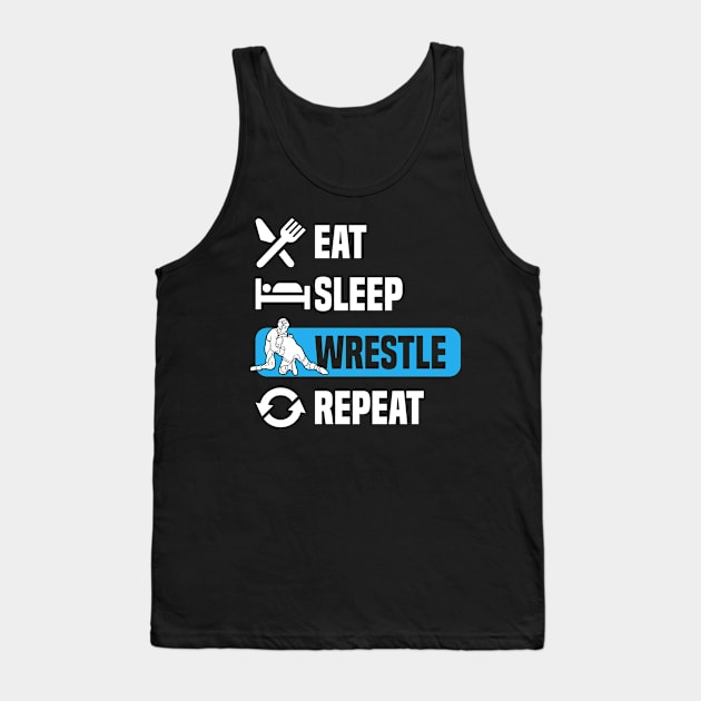 Funny Eat Sleep Wrestle Fighting Quote Tank Top by dilger